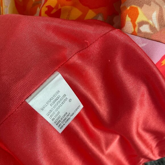 Tahari ASL Shift Dress with Golden Back Zip - Orange/Pink/Yellow, Size 2 - Picture 5 of 5